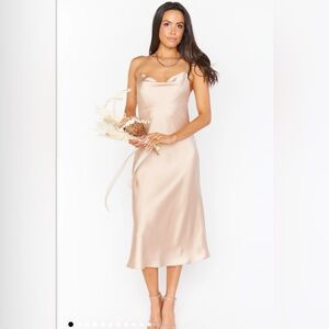 Verona cowl dress- champagne luxe satin